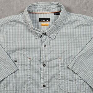 Orvis Shirt Mens XXL Blue Gingham Active Fit Short Sleeve Button Up Pockets